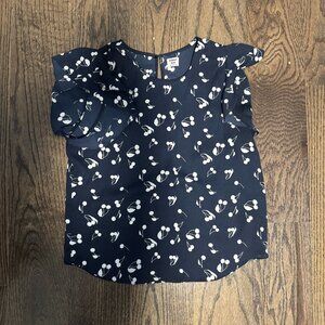 Aritzia Sunday Best XS Navy Cherries Top